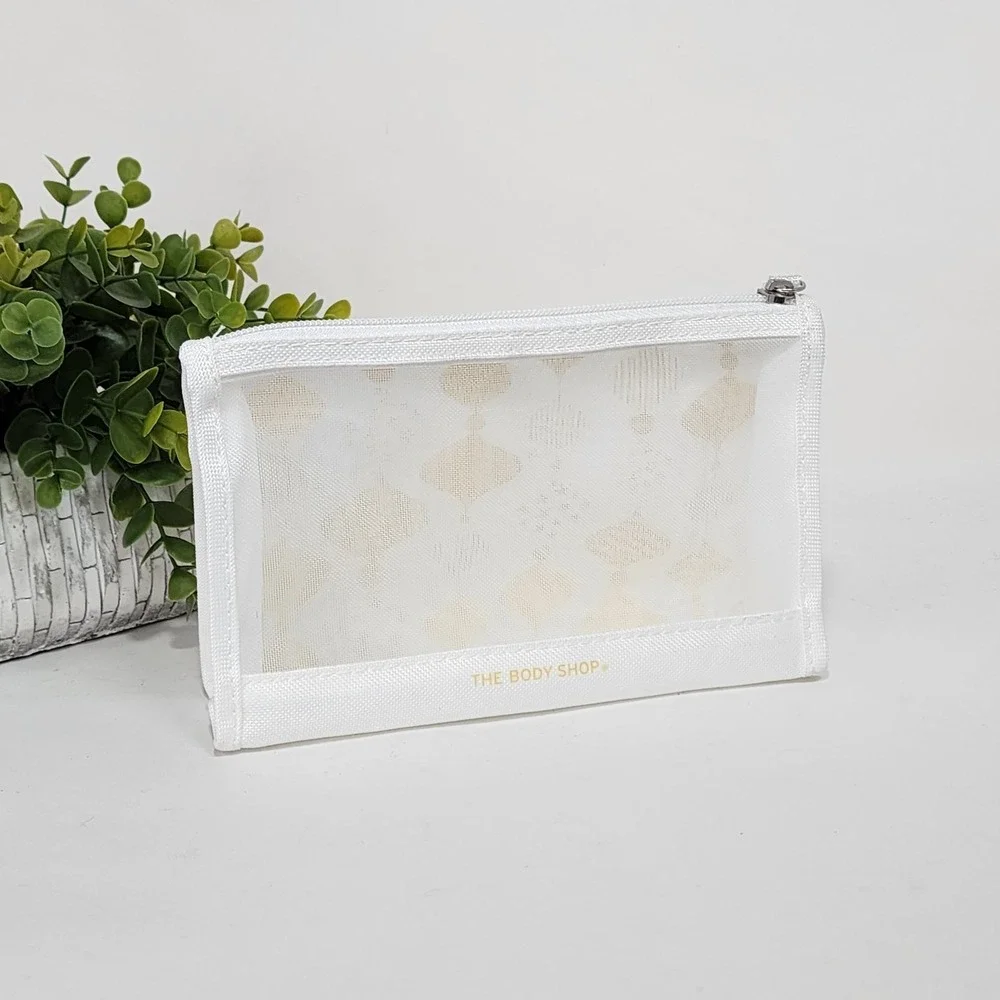 The Body Shop Cosmetic Make-Up Zip Canvas Mesh 7.75